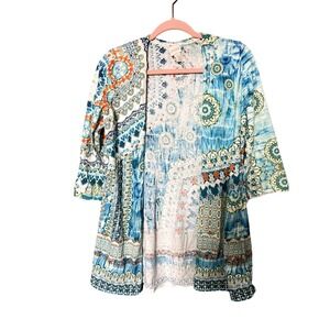 Chico's Multicolor Patterned Crew Neck Sweater